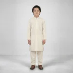 Boys Wash & Wear Off White Kurta Pajama