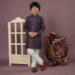 Boys Cotton Purple Kurta Pajama - Image 3
