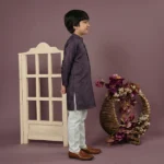 Boys Cotton Purple Kurta Pajama - Image 4