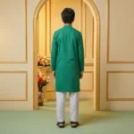 Boys Cotton Green Kurta Pajama - Image 2