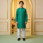 Boys Cotton Green Kurta Pajama - Image 3