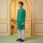 Boys Cotton Green Kurta Pajama - Image 4