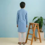 Boys Wash & Wear Sky Blue Kurta Pajama - Image 5