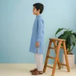Boys Wash & Wear Sky Blue Kurta Pajama - Image 4