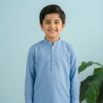 Boys Wash & Wear Sky Blue Kurta Pajama - Image 2