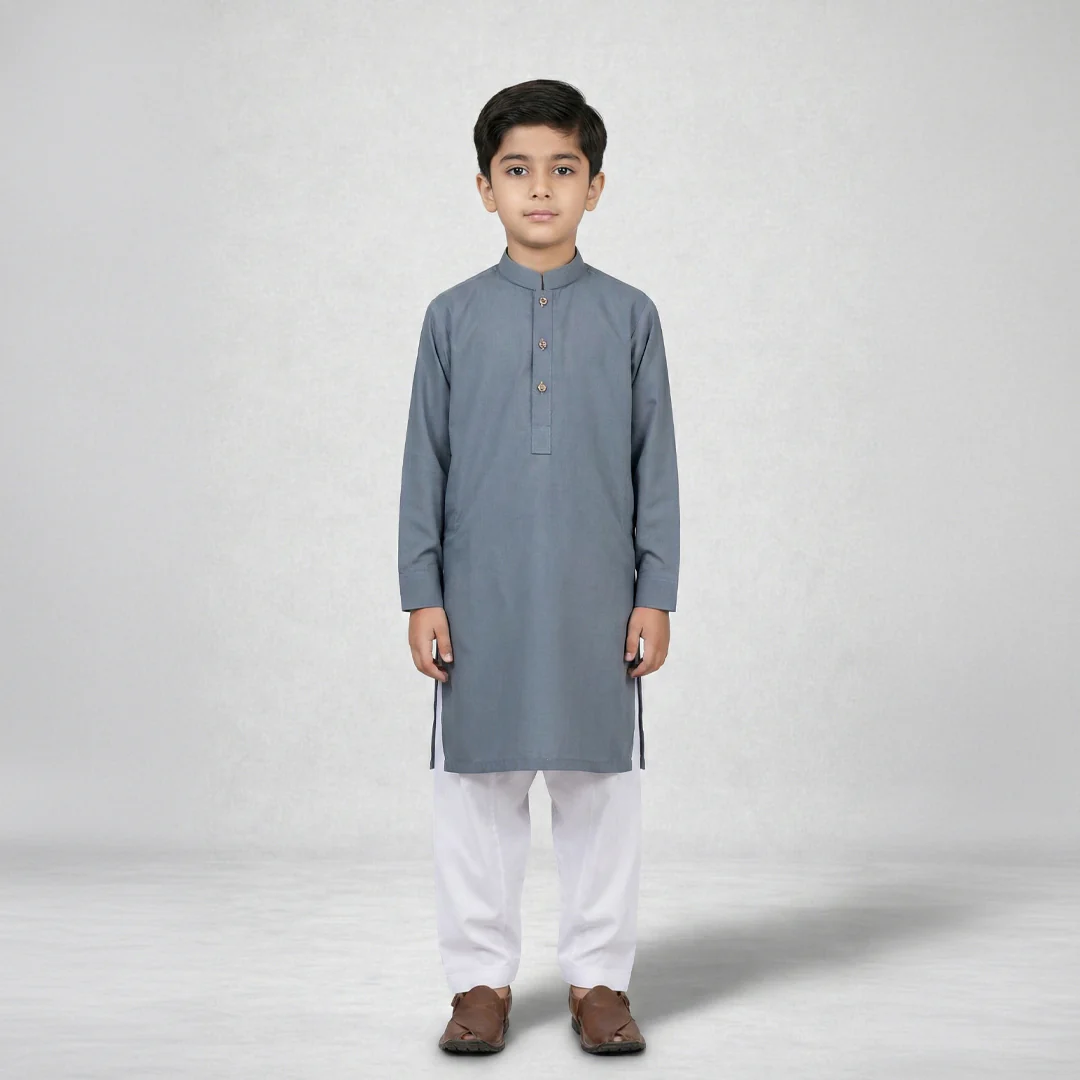 D4---WEB---NEW-FRONT_jpg_1800x1800 Boys Wash & Wear Z Grey Kurta Pajama - Image 1