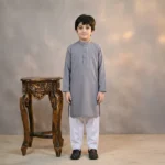 Boys Wash & Wear N Grey Kurta Pajama - Image 3