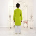 Boys Cotton Lime Green Kurta Pajama - Image 3