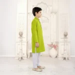Boys Cotton Lime Green Kurta Pajama - Image 4